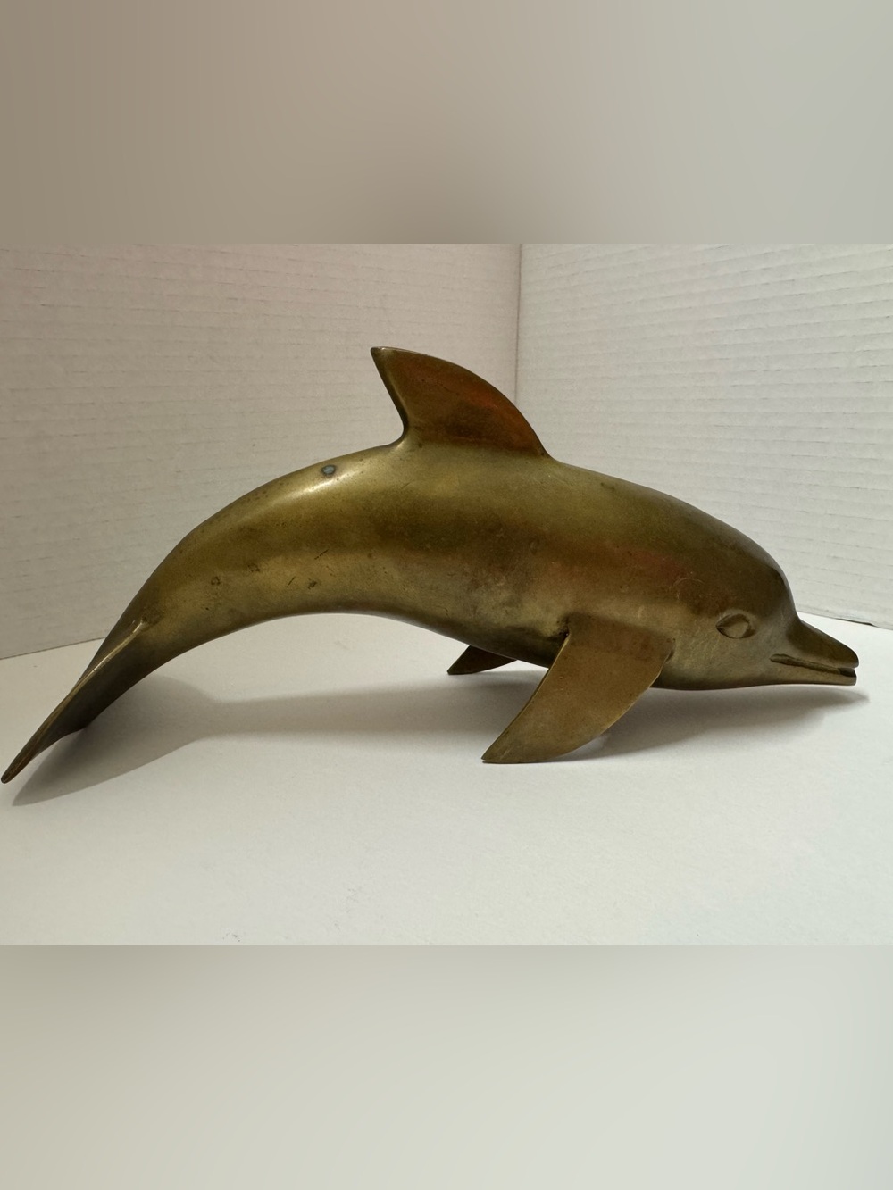 Vintage Brass Table Top Large Dolphin 11” Paperweight Statue Home Decor Piece